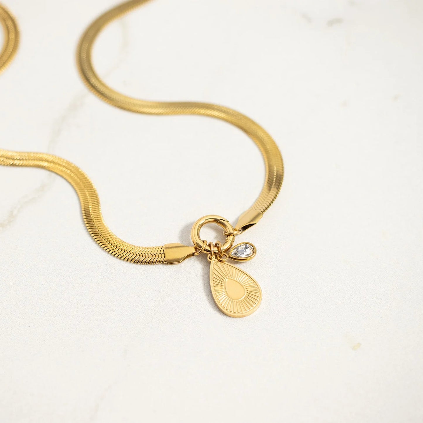 The Horizon Herringbone Charm Necklace