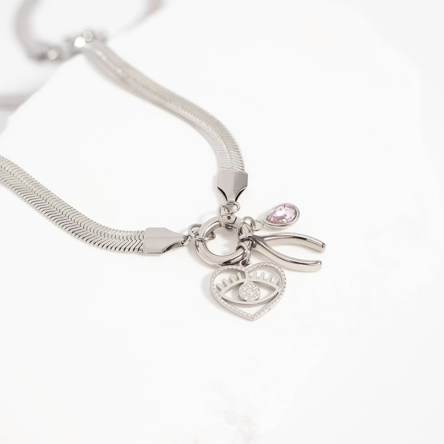 The Horizon Herringbone Charm Necklace