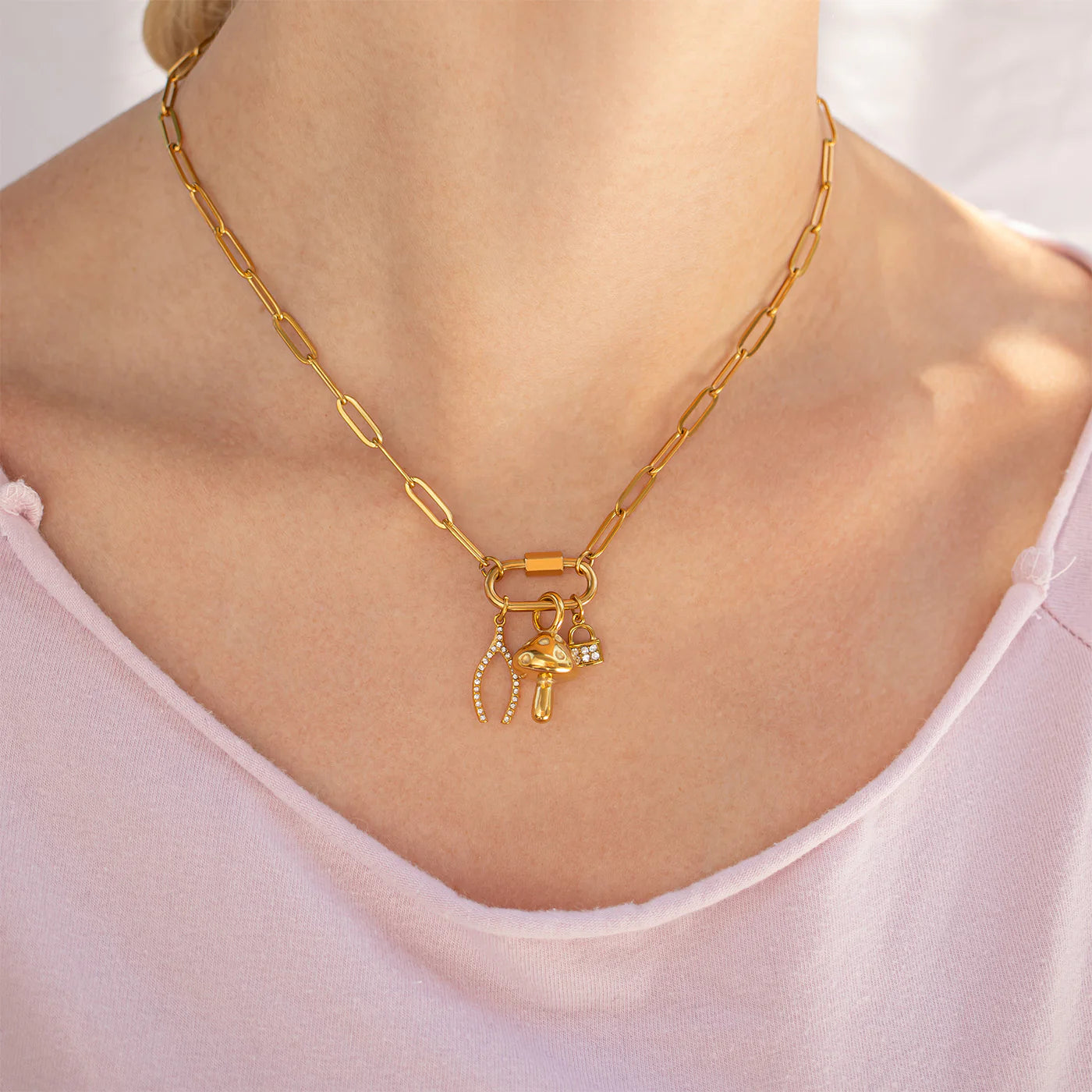 The Drift Paperclip Carabiner Charm Necklace