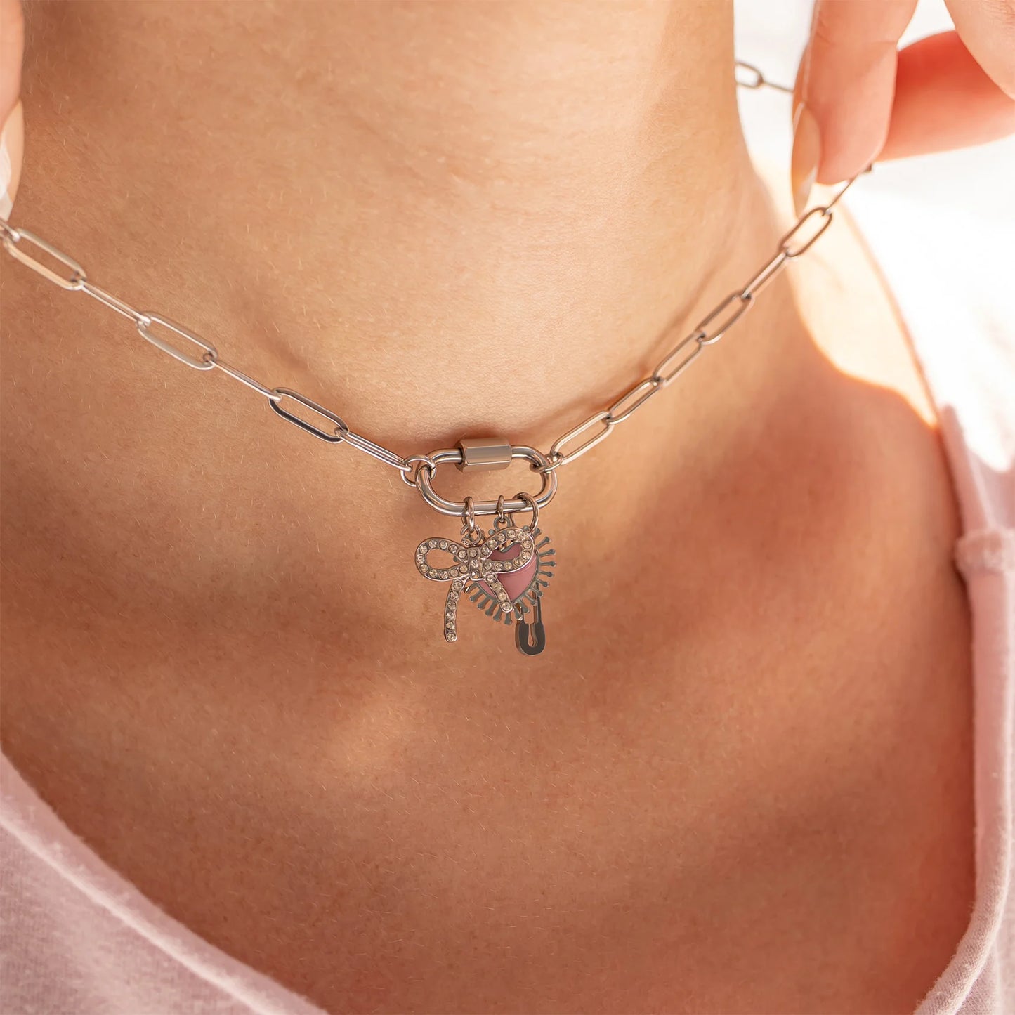 The Drift Paperclip Carabiner Charm Necklace